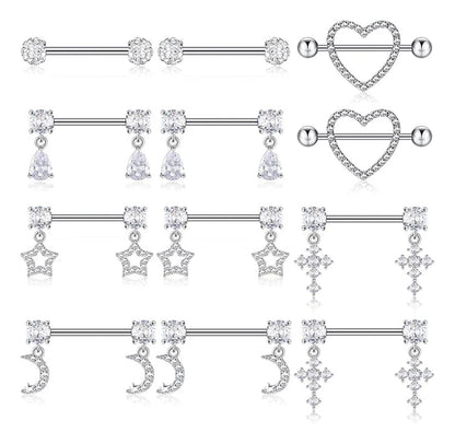 Mixed-style Sexy Nipple Rings Sets Heart Butterfly Dangle Nipple Piercing Bulk for Women Stainless Steel Cute Cat Shield Barbell Good Vibrations Adult Super Store