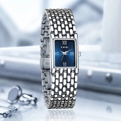 LIGE new 2025 women's watch quartz stainless steel strap women watches luxury casual waterproof retro fashion ladies watch reloj Good Vibrations