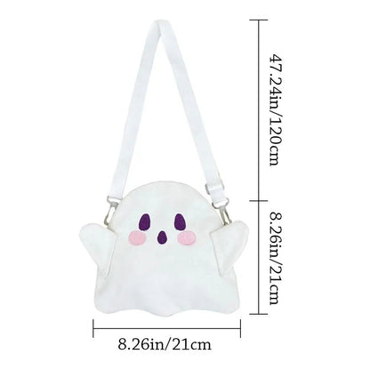 Cute Ghost Kawaii Cartoon Funny Canvas Bag Plush Bag Fashion Casual All Match Messenger Bag Shoulder Bags Women Bag Purse Good Vibrations
