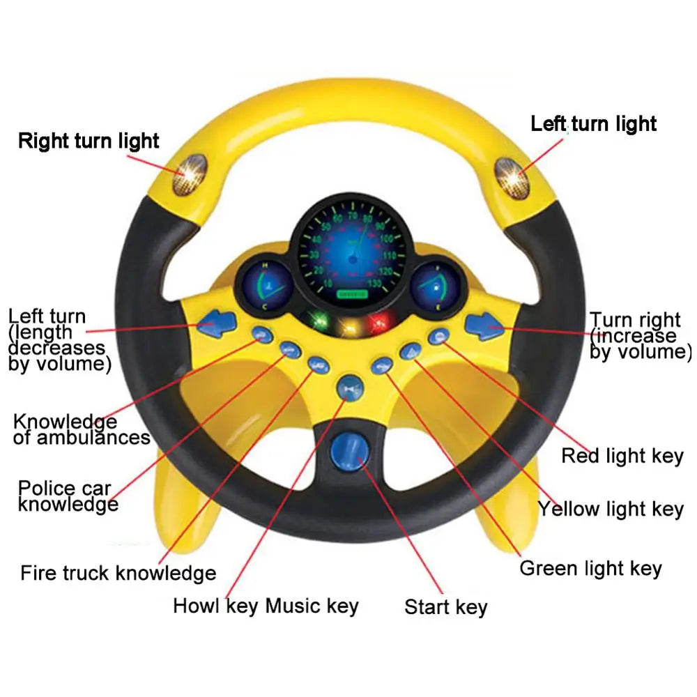 Electric Simulated Driving Steering Three-Dimensional Portable Wheel Copilot Toy Light And Sound Educational Children's Gifts Good Vibrations