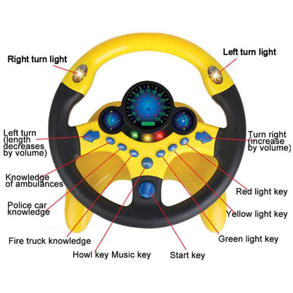 Electric Simulated Driving Steering Three-Dimensional Portable Wheel Copilot Toy Light And Sound Educational Children's Gifts Good Vibrations