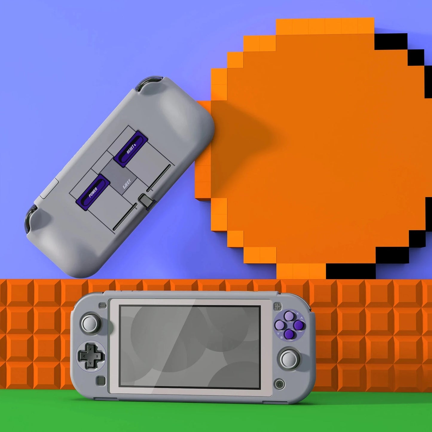 PlayVital ZealProtect Ergonomic Protective Case for NS Switch Lite W/Screen Protector & Thumb Grips - Classics SNES Style Good Vibrations