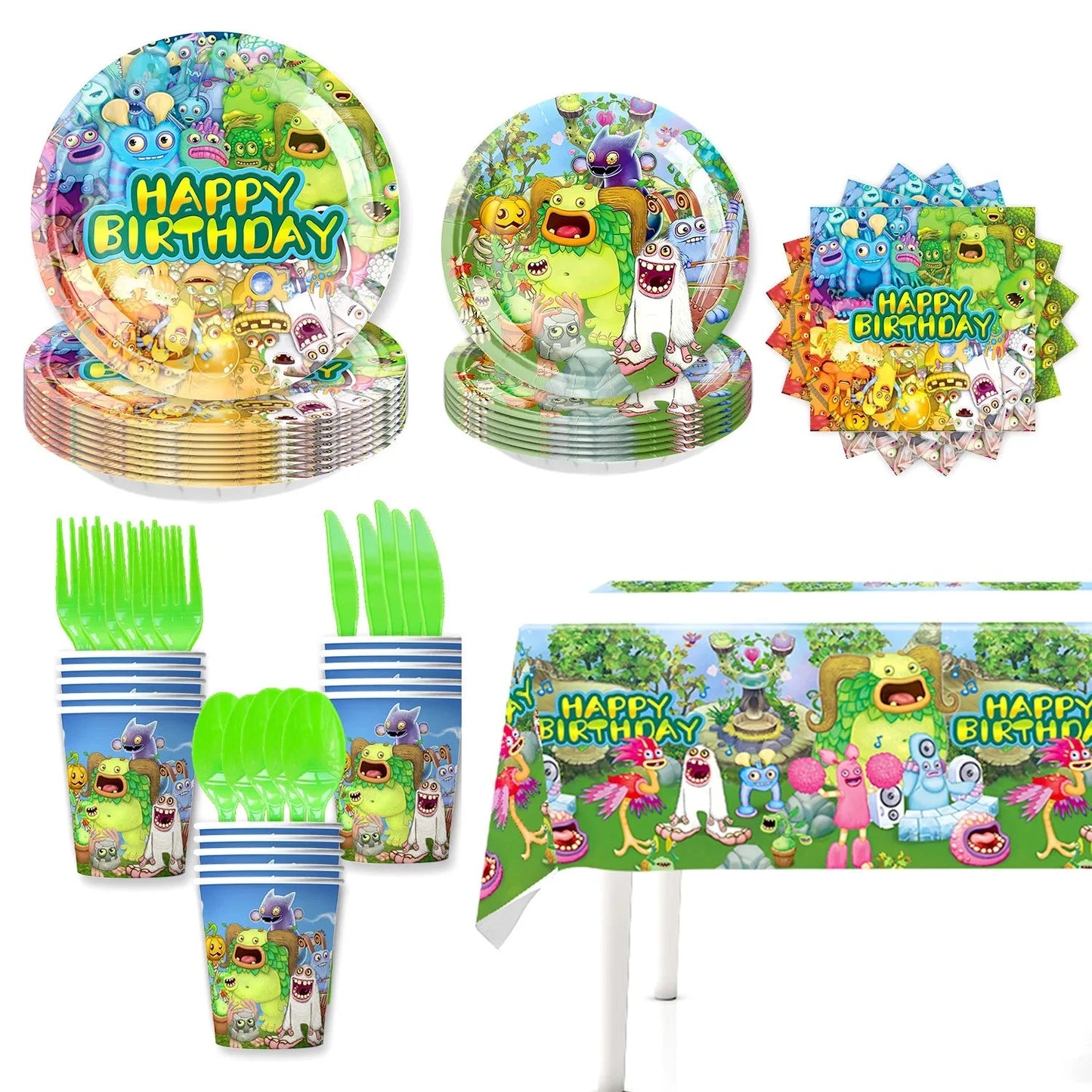 My Singing Game Monsters Birthday Party Decoration Balloons Backdrop Banner Cake Topper Baby Shower Party Supplies Tableware Good Vibrations