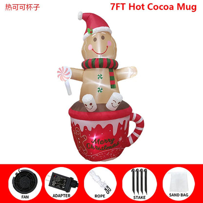 Inflatable LED Decorations Christmas Season, Gardens, Shopping Malls Christmas Plush Bears, Dinosaurs, Cocoa Cup Inflatables Good Vibrations