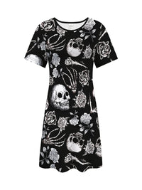 Women's Halloween Costume Gothic Skull Dress Dress for Halloween Day of the Dead Hip Hop Y2k Ladies Clothes Woman Clothing Tops Good Vibrations