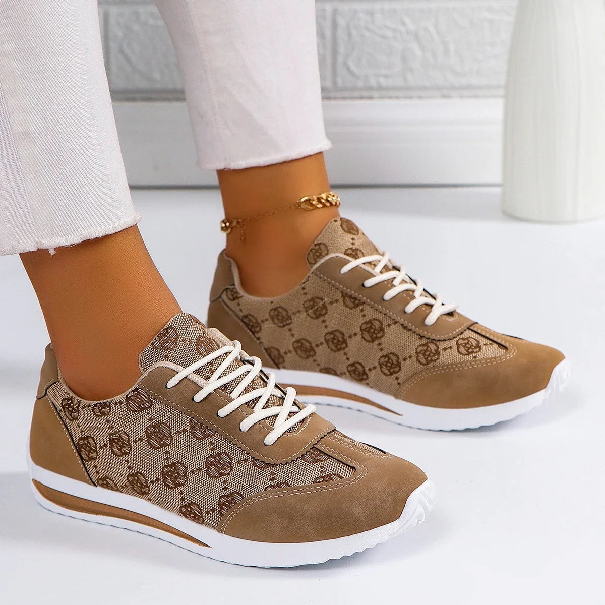 Women Sneakers 2024 Spring Autumn Fashion Outdoor Versatile Sneakers Women Casual Comfortable Lace Up Walking Shoes for Women Good Vibrations