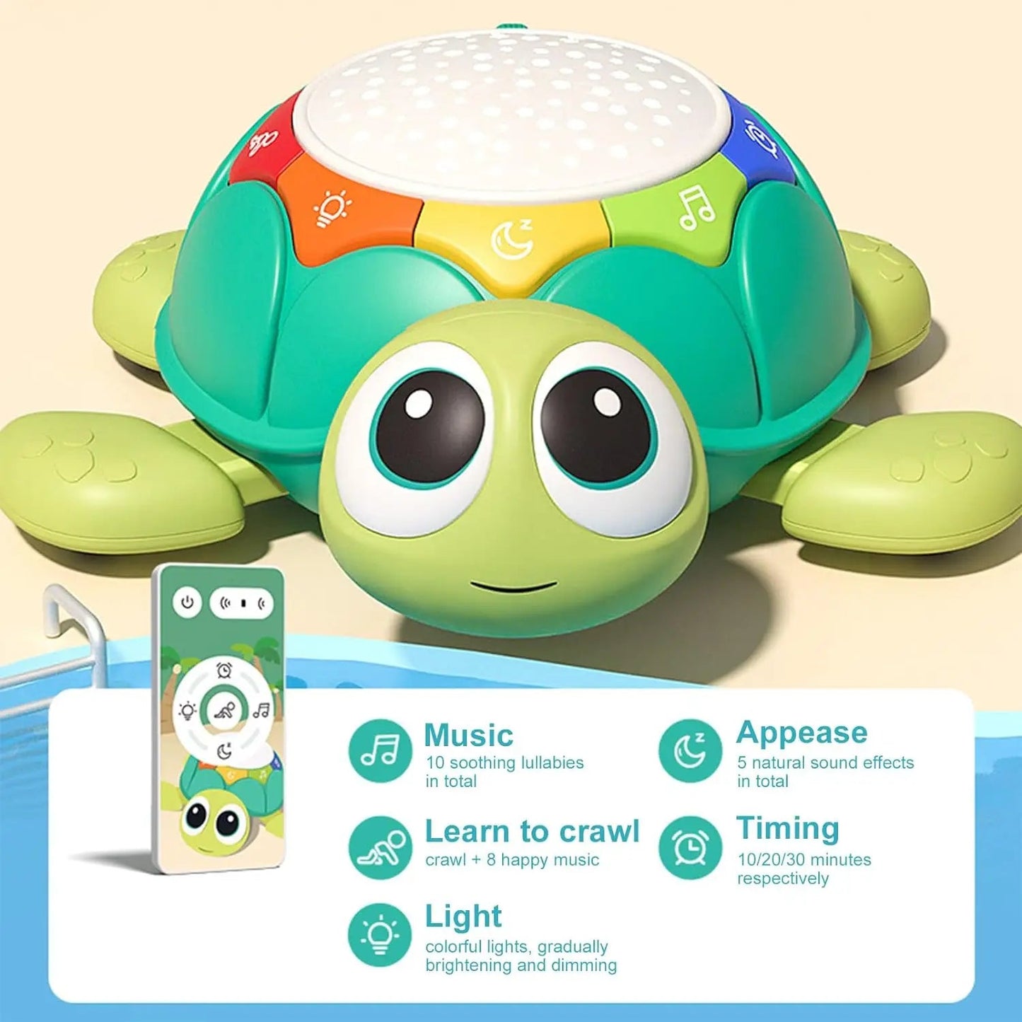 Baby Toys 6-12 Months Musical Crawling Turtle Baby Toys with Light & Sound Remote Crawling Elephant Early Developmental Toys Good Vibrations