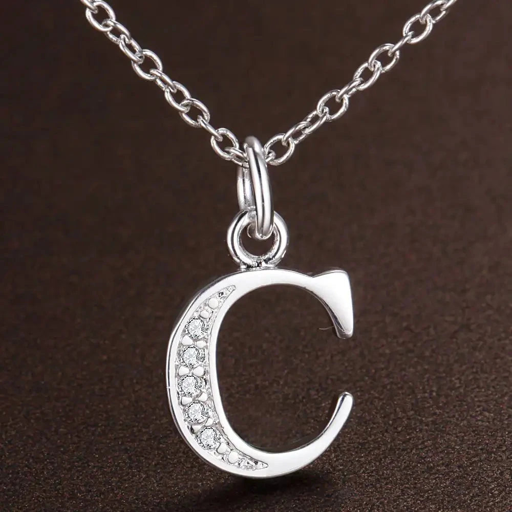 26 Letters 925 Sterling Silver Necklace Pendant Zircon For Women Exquisite Student Girlfriend Jewelry Accessories Wedding Gift Good Vibrations
