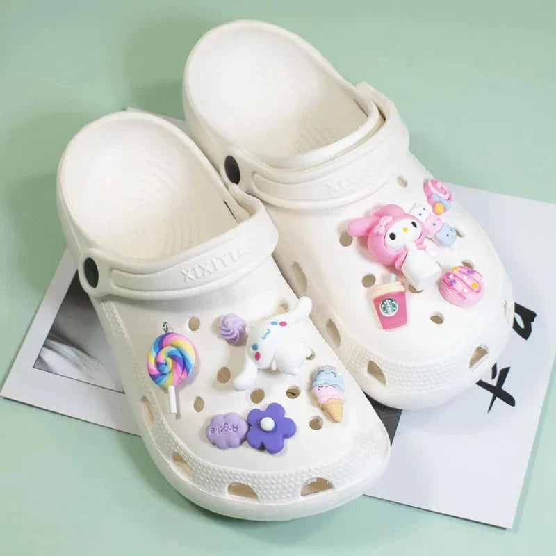Sanrio Hello Kitty Croc Charms Kawaii Kuromi Shoe Buckle Accessories Girl Slippers DIY Decorations for Croc Jibz Gift Good Vibrations