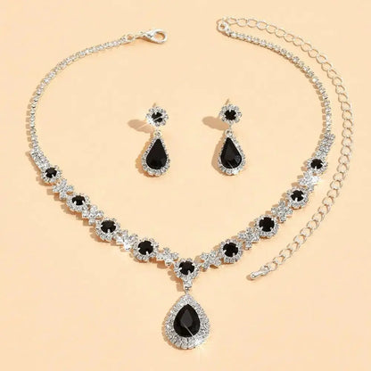 Fashionable Crystal Jewelry Necklace Earring Set Premium Luxury Pendant Necklace Original Design Inlaid Zircon Dangle Earrings Good Vibrations Adult Super Store