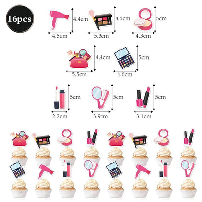 Spa Makeup Party Decorations Happy Birthday Banner Balloons Cake Topper for Girls Women Makeup Birthday Spa Party Decor Supplies Good Vibrations