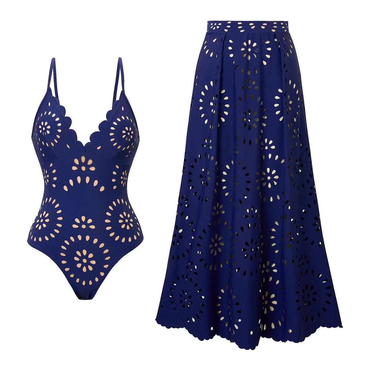 2Pcs Printed Swimsuit Women Sexy Swimwear New Bikini With Long Skirt Female Biquini Push Up Swim Suit Bodysuit Beachwear CoverUp Good Vibrations
