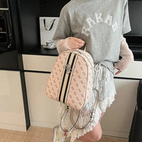 2025 Trendy Casual Simple Old Fashioned Printed Backpack for Women - Spacious Design, Multi - Compartment, Perfect for Daily Use Good Vibrations