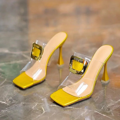 High Heels Slippers Women Pumps Shoes Dress 2024 New Summer Luxury Brand Sexy Party Designer Sandals Fashion Transparency Slides Good Vibrations