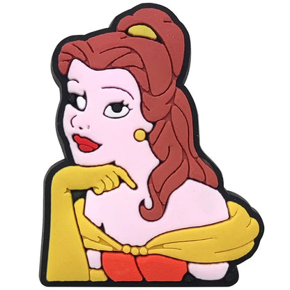 1-17pcs MINISO Hot Toys Princess Seri Series Shoe Charms For Croc Sandals, PVC Shoe Decorations Accessories Christmas Gif Good Vibrations