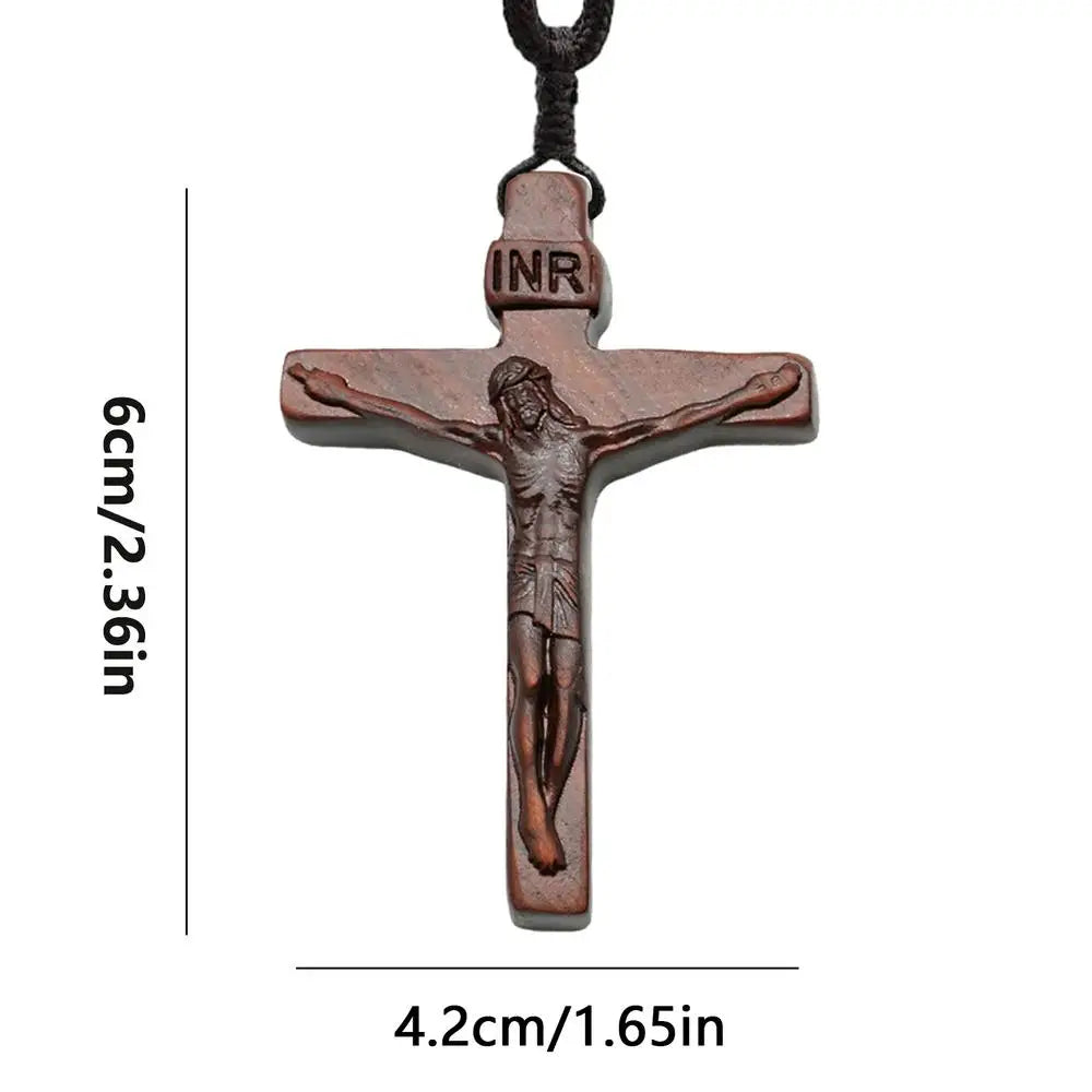 Jesus Cross Wooden Necklace Cross Pendant Necklace wood Cross Necklace christian Catholic Jesus Crucifix Necklace Accessories Good Vibrations