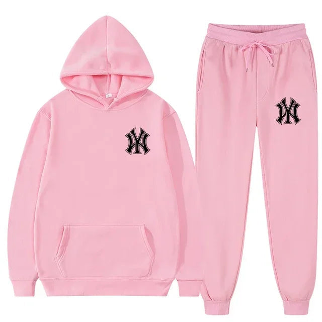 Men's running and fitness fashion casual sportswear set for autumn and winter, hooded sweatshirt + jogging pants two-piece set Good Vibrations
