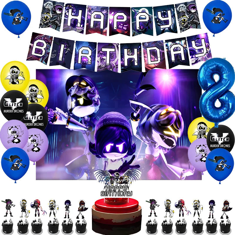 Murdered Drones Birthday Party Decoration Balloon Backdrop Cake Topper Murdered Drones Birthday Party Supplies Baby Shower Good Vibrations