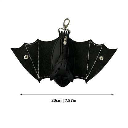 Coin Purse PU Leather Bat Gothic Bag Keychain Change Purse with Foldable Wings for Shopping Travel Work School Events Outdoor Good Vibrations