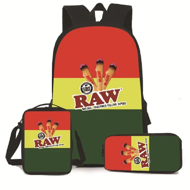 Creative Cigarette Rolling Paper Tobacco RAW 3D Print 3pcs/Set pupil School Bags Laptop Daypack Backpack Lunch bag Pencil Case Good Vibrations Adult Super Store