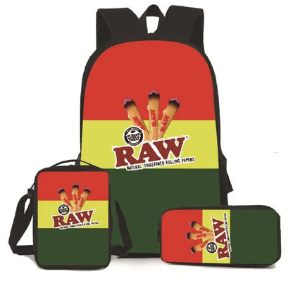 Creative Cigarette Rolling Paper Tobacco RAW 3D Print 3pcs/Set pupil School Bags Laptop Daypack Backpack Lunch bag Pencil Case Good Vibrations Adult Super Store