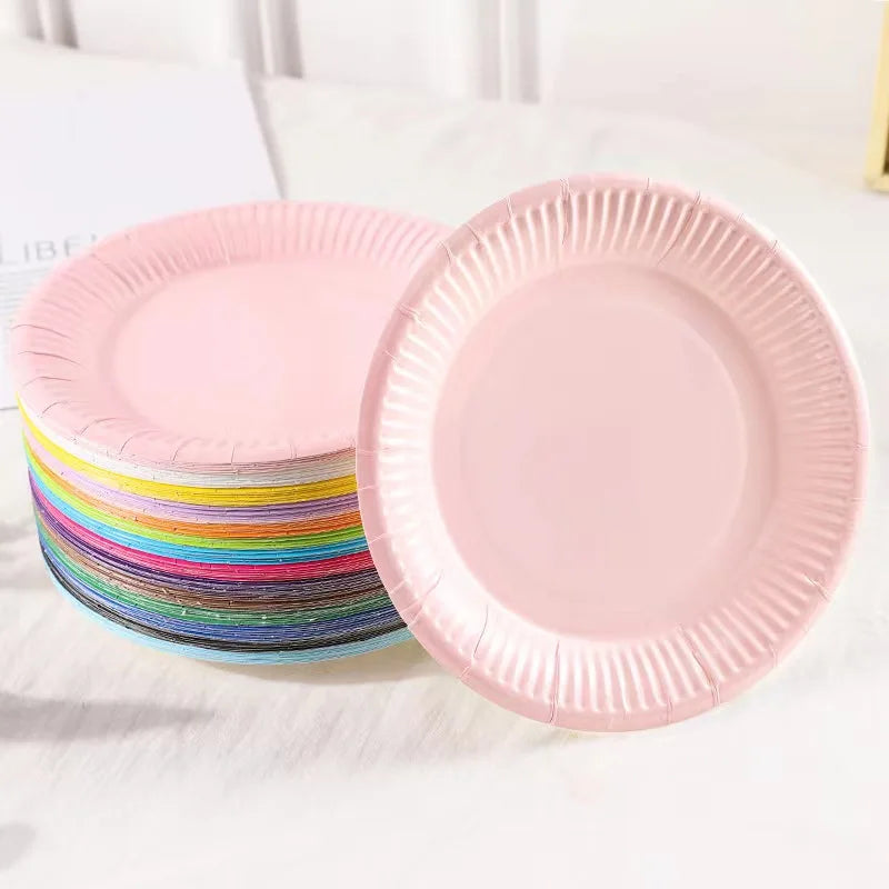 Solid Disposable Tableware Set, Party Supplies, Paper Plates, Wedding, Birthday Party Decor, Adult Favor, Black, Green, Blue, Good Vibrations
