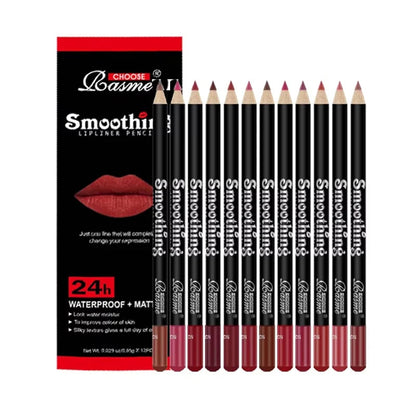 12pcs Lip Liner Pen 12 Colors Professional Lip Liner Pencil and Matte Lip Non-stick Cup Nude Lipstick Pencil SET Good Vibrations