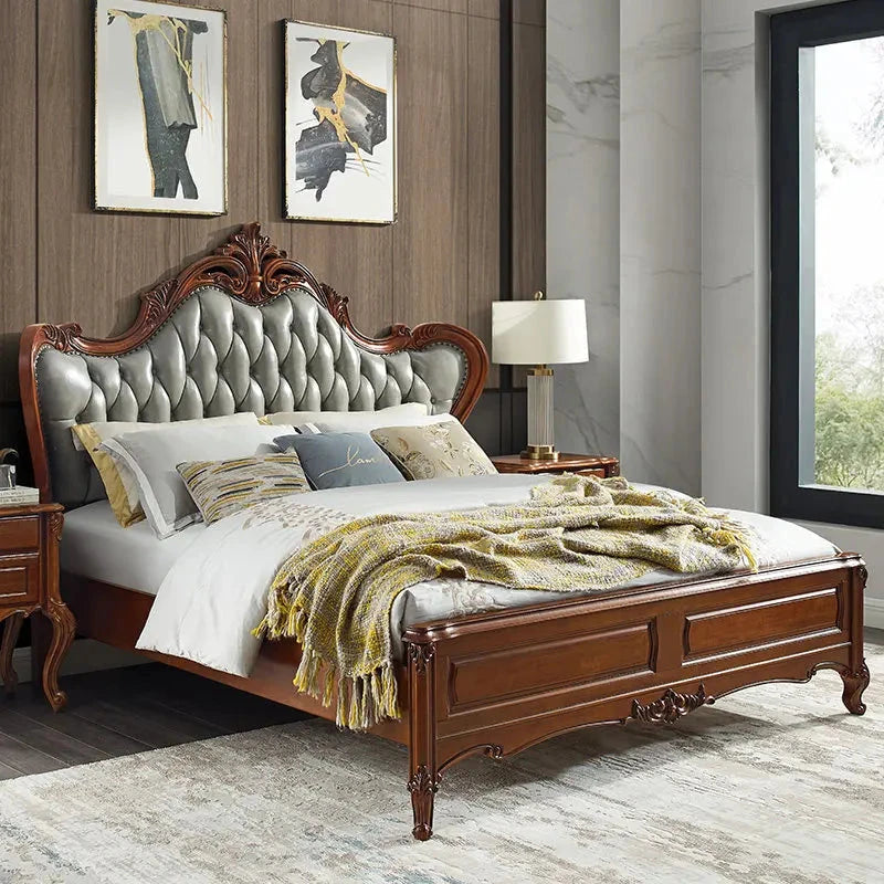 King Size Bedroom Bed European Aesthetic Storage Double Bed Modern Wood Camas De Matrimonio Dormitorio Luxury Furniture Good Vibrations