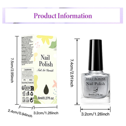 8ml Metallic Nail Polish Mirror Effect Fast Drying Long-Lasting Nails Art Polish DIY No Need Lamp Cure Manicure Nail Supplies Good Vibrations