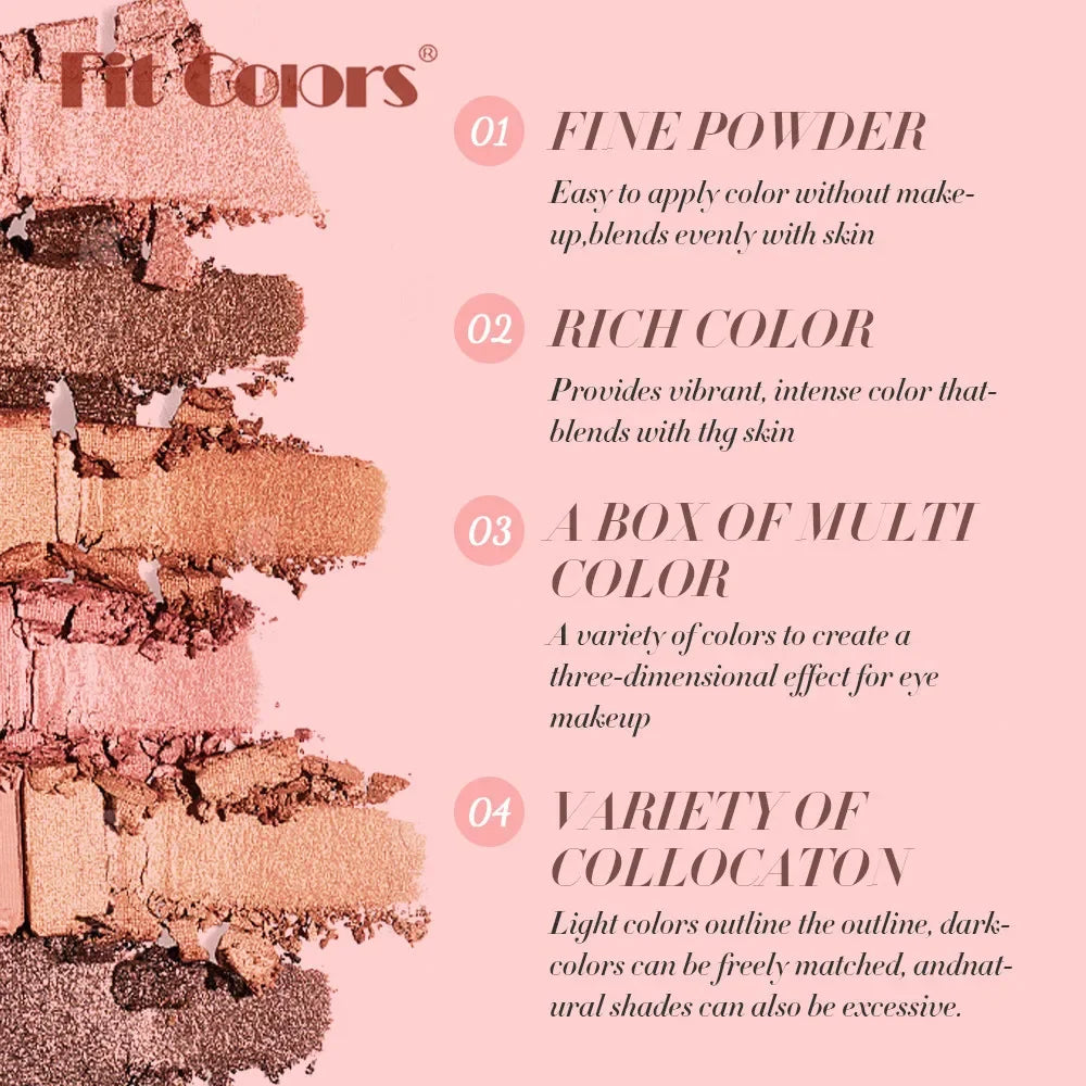 Fit Coiors 12 Color Eyeshadow Series--Best Pro Matte Pearlescent Highlight Eyeshadow Palette Makeup For Women Good Vibrations