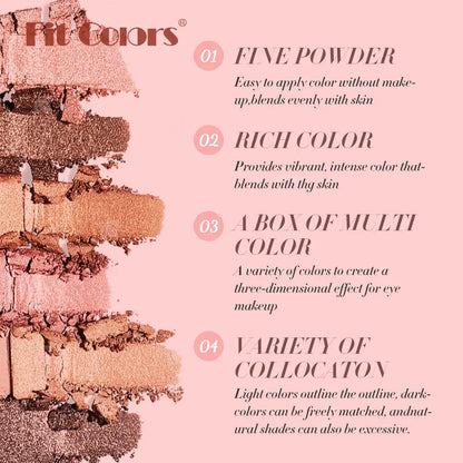 Fit Coiors 12 Color Eyeshadow Series--Best Pro Matte Pearlescent Highlight Eyeshadow Palette Makeup For Women Good Vibrations