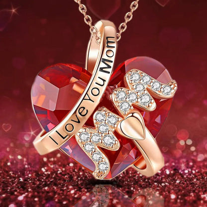 Luxury Fashion Mother's Day Gift Red/Blue Heart Pendant Necklace Mother's Day Necklace Chain Necklace Neck Accessories Good Vibrations Adult Super Store