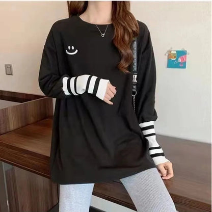 T Shirts Female Long Sleeve Clothes Autumn Tees Spring Top for Women Harajuku Original Causal Luxury Vintage Causal O Pulovers Y Good Vibrations