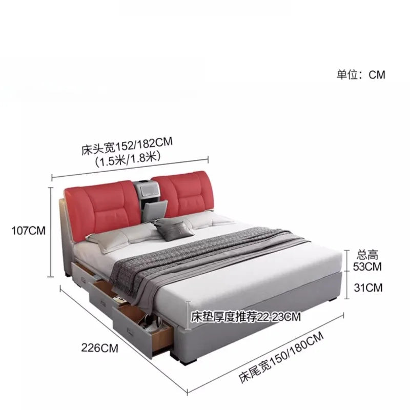 King Upholstered Beds Minimalist Frames Children Bedroom Beds Multifunctional Headboard Meubles De Chambre Home Furniture Good Vibrations