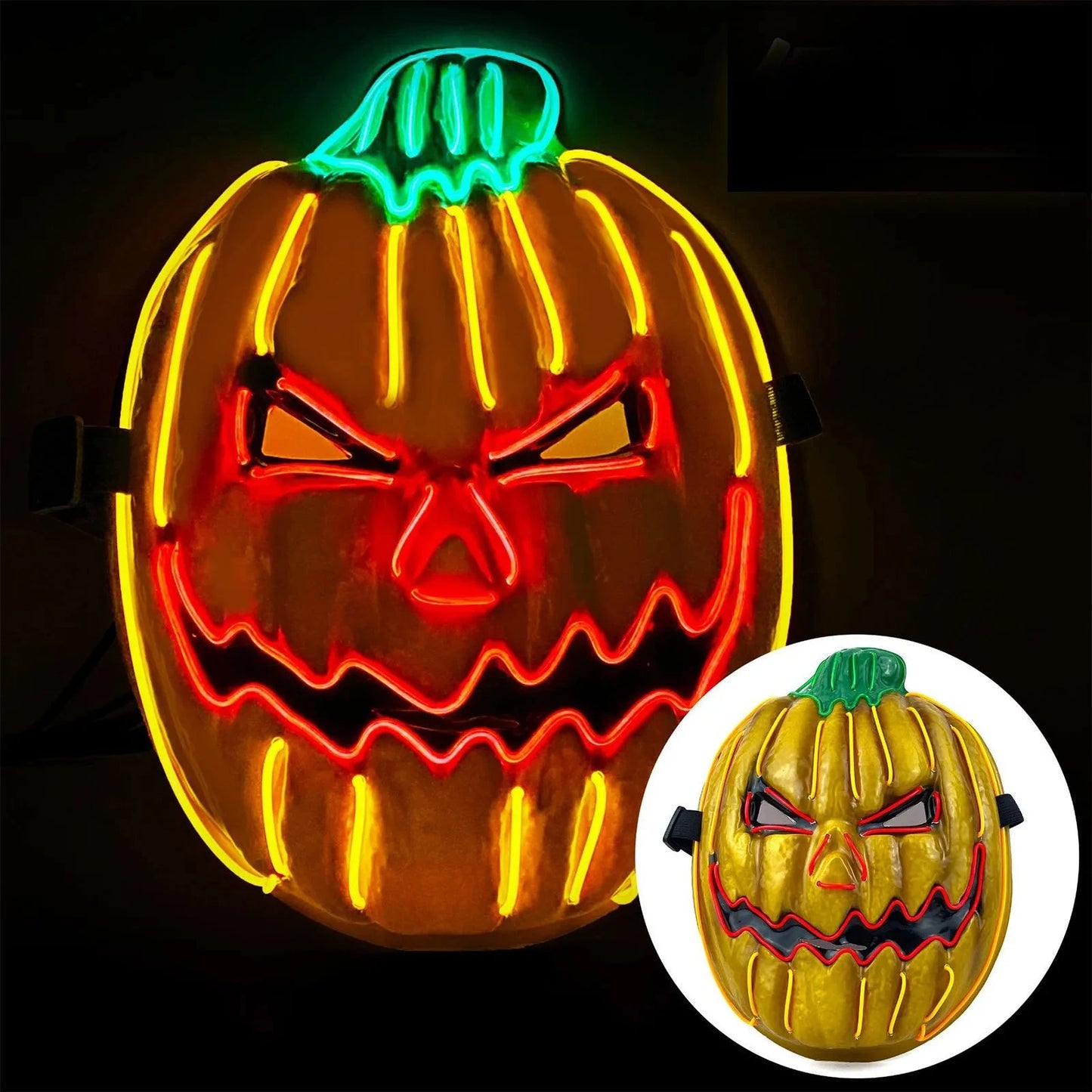 Creative Halloween Masks With Luminous LED Gloiwng  Pumpkin Head Horror Mask Ghost Full Face Mask Party Decoration Props Good Vibrations