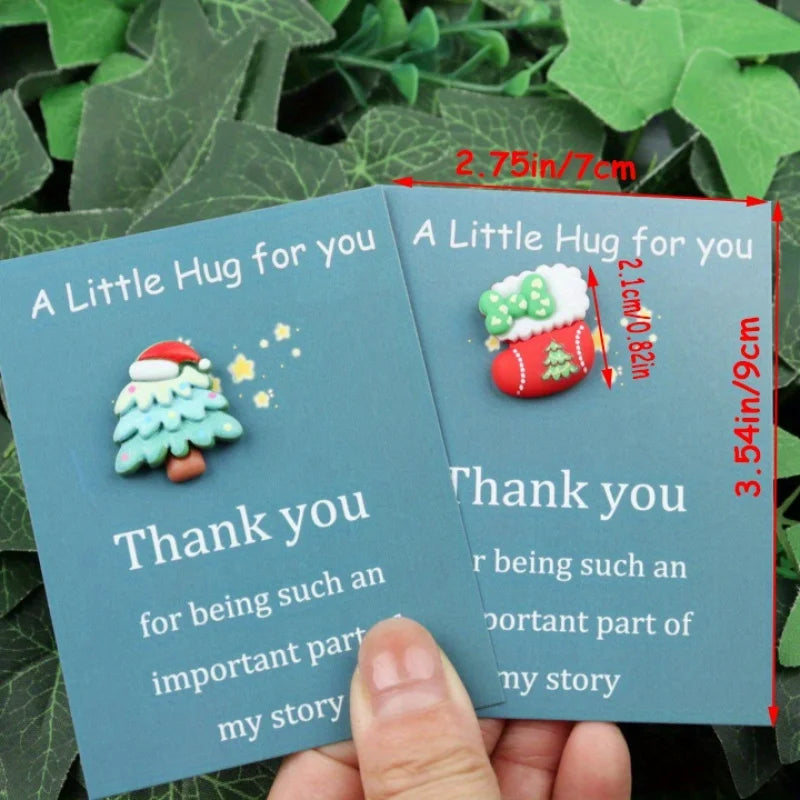 10pcs Mini Hug Cards with Resin Decorations Christmas Birthday Valentine Greeting Thank You Cards Bulk Gifts for Friends Family Good Vibrations