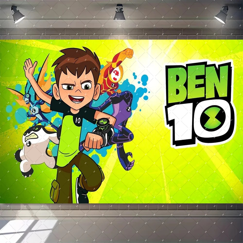 Cartoon Ben-10 Birthday Party Decoration Balloons Favor Set Banner Cake Toppers Baby Shower Boys Gift Party Supplies Photo Prop Good Vibrations