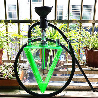 Acrylic inverted triangle Arabic hookah set in vibrant green.