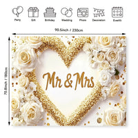 1 bride and groom wedding background banner, polyester non-electric seasonal party decoration for spring, summer, fall, birthday Good Vibrations