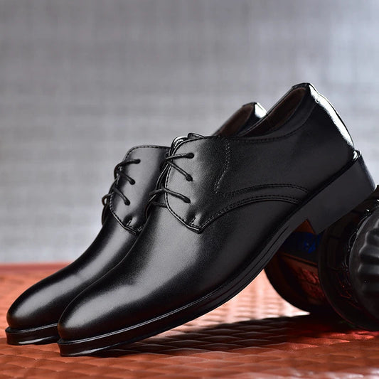 Men Formal Leather Shoes Black Pointed Toe Men Loafers Party Office Business Casual Shoes for Men Oxford Shoes Mens Dress Shoe Good Vibrations