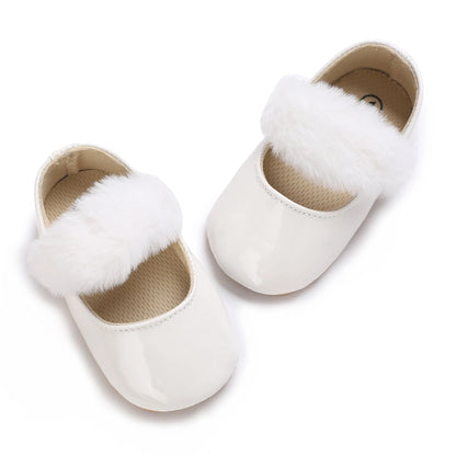 White Spring and Autumn 0-18M Baby Cute Bow Princess Shoes Casual PU Soft Rubber Bottom Anti slip Princess Shoes Walking Shoes Good Vibrations