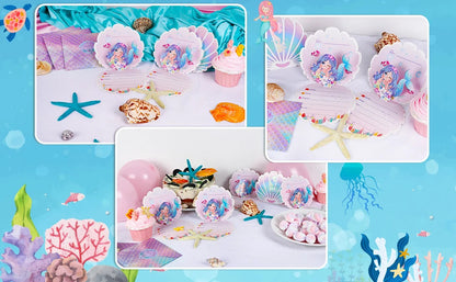 Mermaid Birthday Invitations Girls,3D Pearlescent Invitations Mermaid Party Supplies for Under the Sea Ocean Party Decorations Good Vibrations