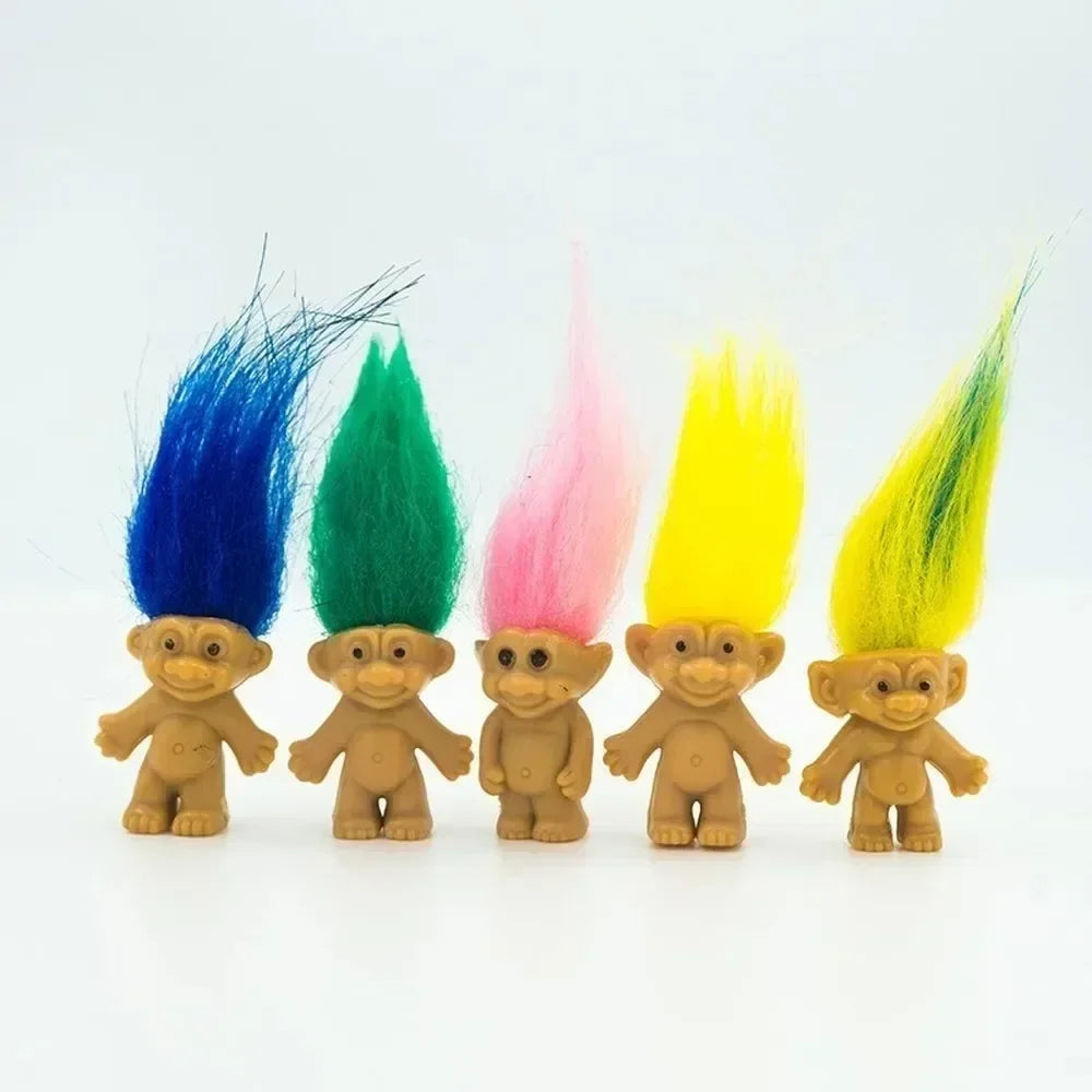 10Pcs/Bag Mini Trolls Dolls Anime Action Figure Colorful Hair Family Members Model Collection Kids Toys for Children's Gift 2025 Good Vibrations