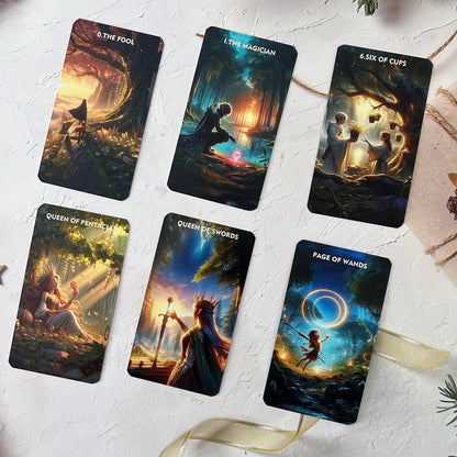 78PCS 70*120mm Tarot English PDF Guide Love Career Mysterious Forest Message Divination Rune Board Game Good Vibrations