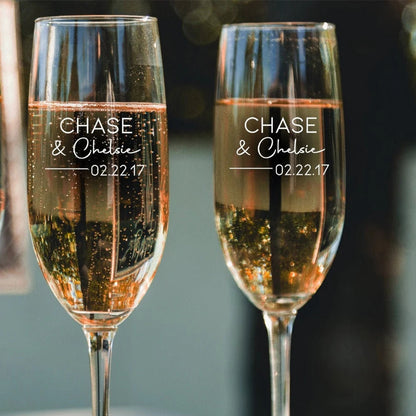 Set of 2 Personalized Mr. And Mrs. Wedding Toasting Flutes Wedding Glasses Custom Bride and Groom Toasting Glasses Good Vibrations