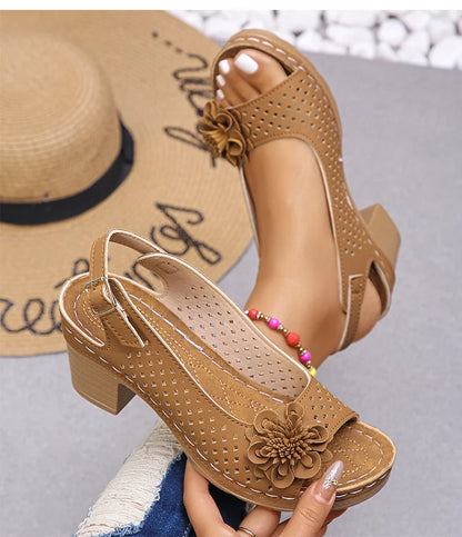 Women's Sandals Sweet Heels Sandals Summer Woman Shoes Fashion Heeled Sandalias Mujer Elegant Shoes Summer Footwear Women 2025 Good Vibrations