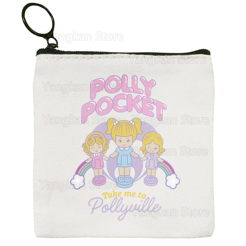 Kawaii Polly Pocket Bag Pure White Bag Handmade Cloth  Coin Purse Whiteboard Bag Handbag Good Vibrations