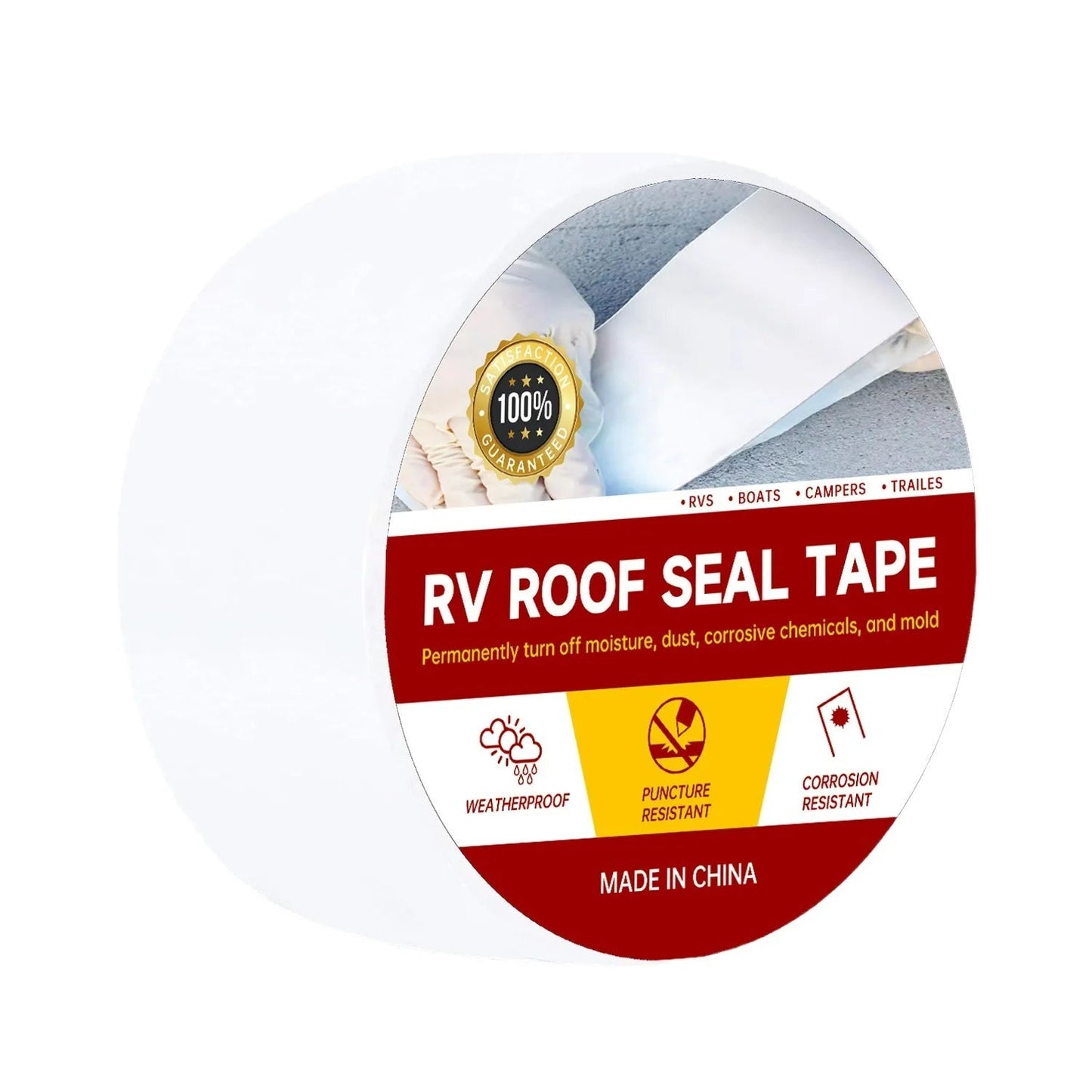 RV Roof Repair Tape White Waterproof Tape for Trailers and Photovoltaic Systems Heavy Duty Waterproof Tape Good Vibrations