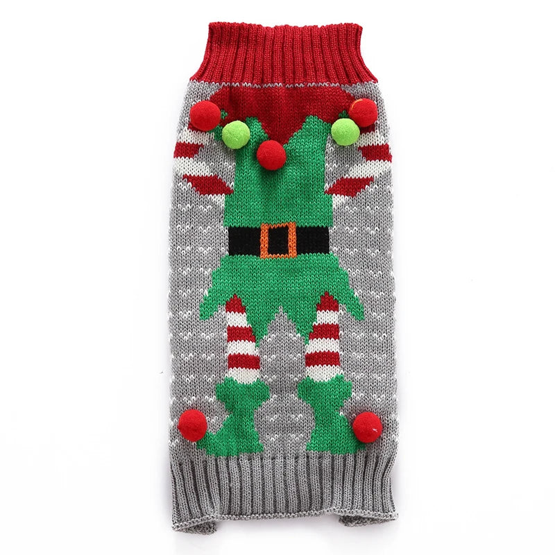 Dog Christmas Clothes Winter Dog Sweater Warm Clothing 2025 Pupppy Sweatshirt Dog Coat for Large Dogs Striped Print Pet Pullover Good Vibrations