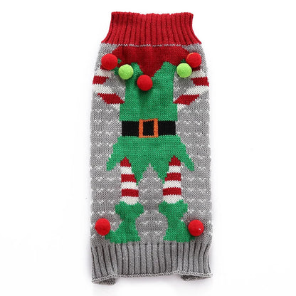 Dog Christmas Clothes Winter Dog Sweater Warm Clothing 2025 Pupppy Sweatshirt Dog Coat for Large Dogs Striped Print Pet Pullover Good Vibrations
